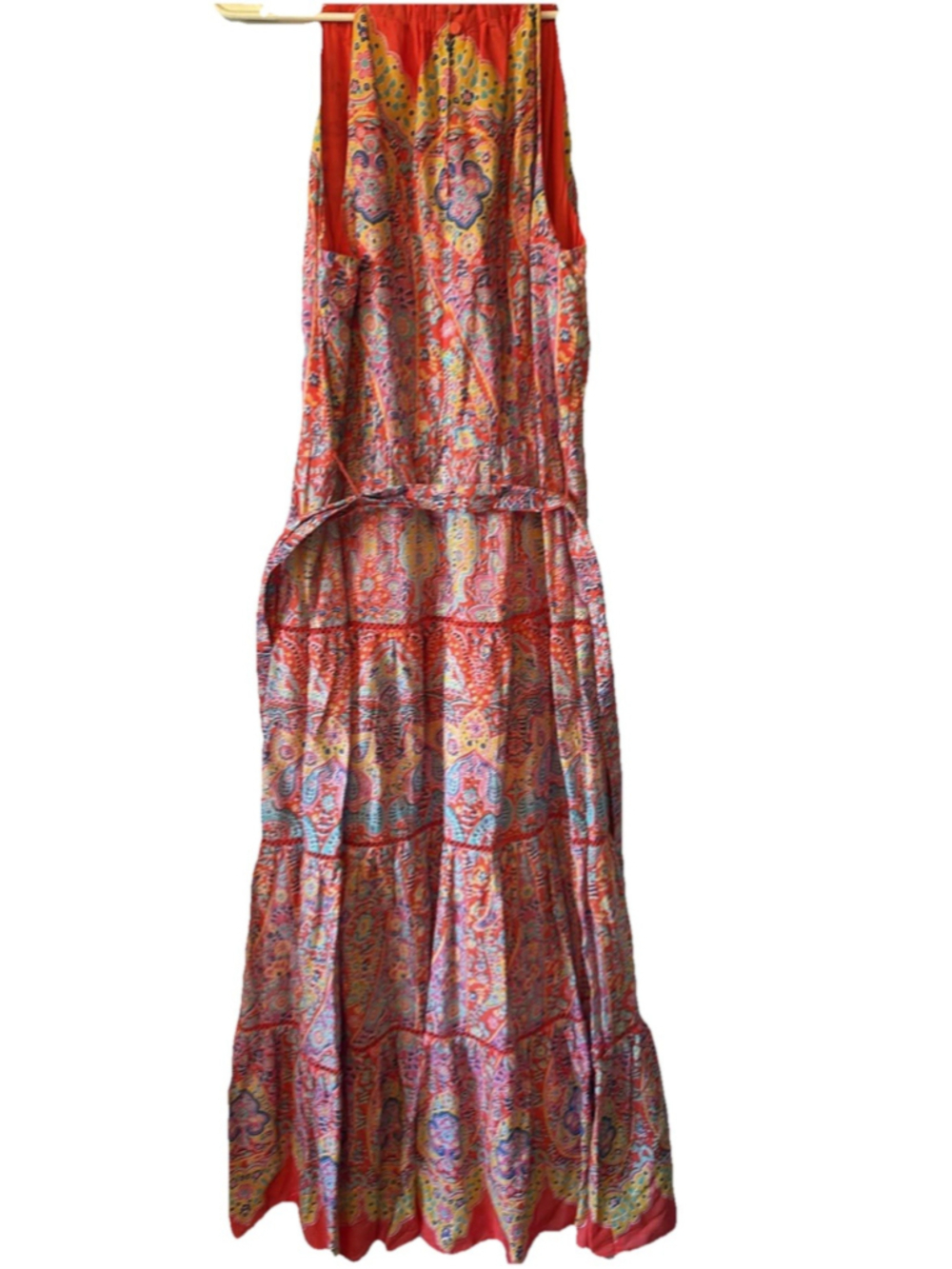 Talbots Dress 10 Tiered Flowy Maxi Medallion Peasant Boho Beach Resort Travel - Picture 3 of 12